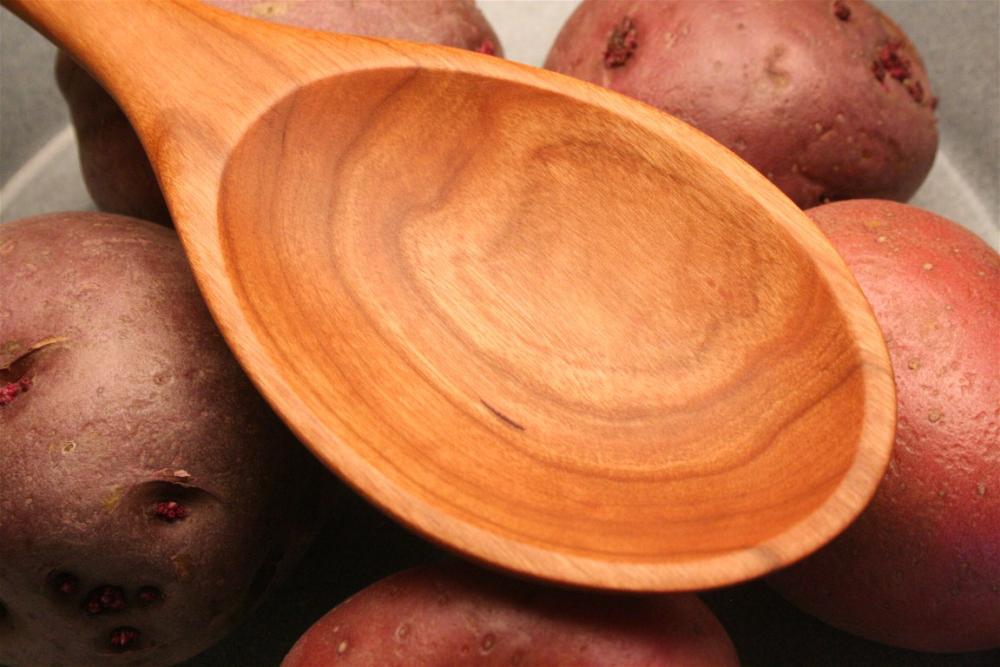 16 inch Cherry wood wooden stirring spoon with tasting handle